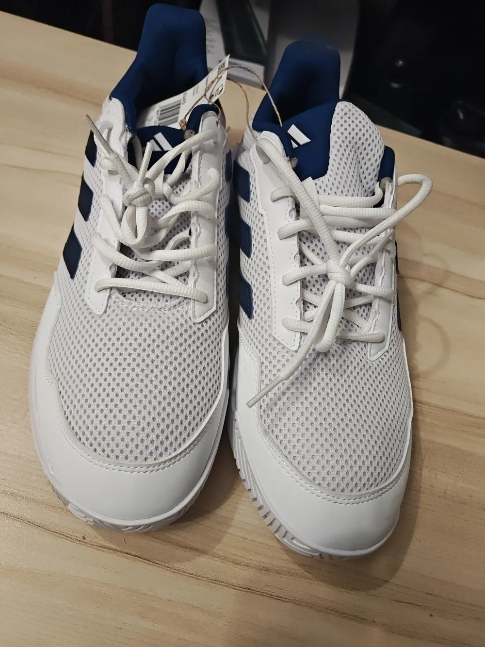 adidas White and Navy Low-Top Mesh Sneakers 13